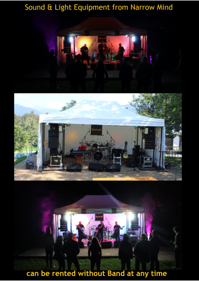 Sound & Light Equipment from Narrow Mind can be rented without Band at any time